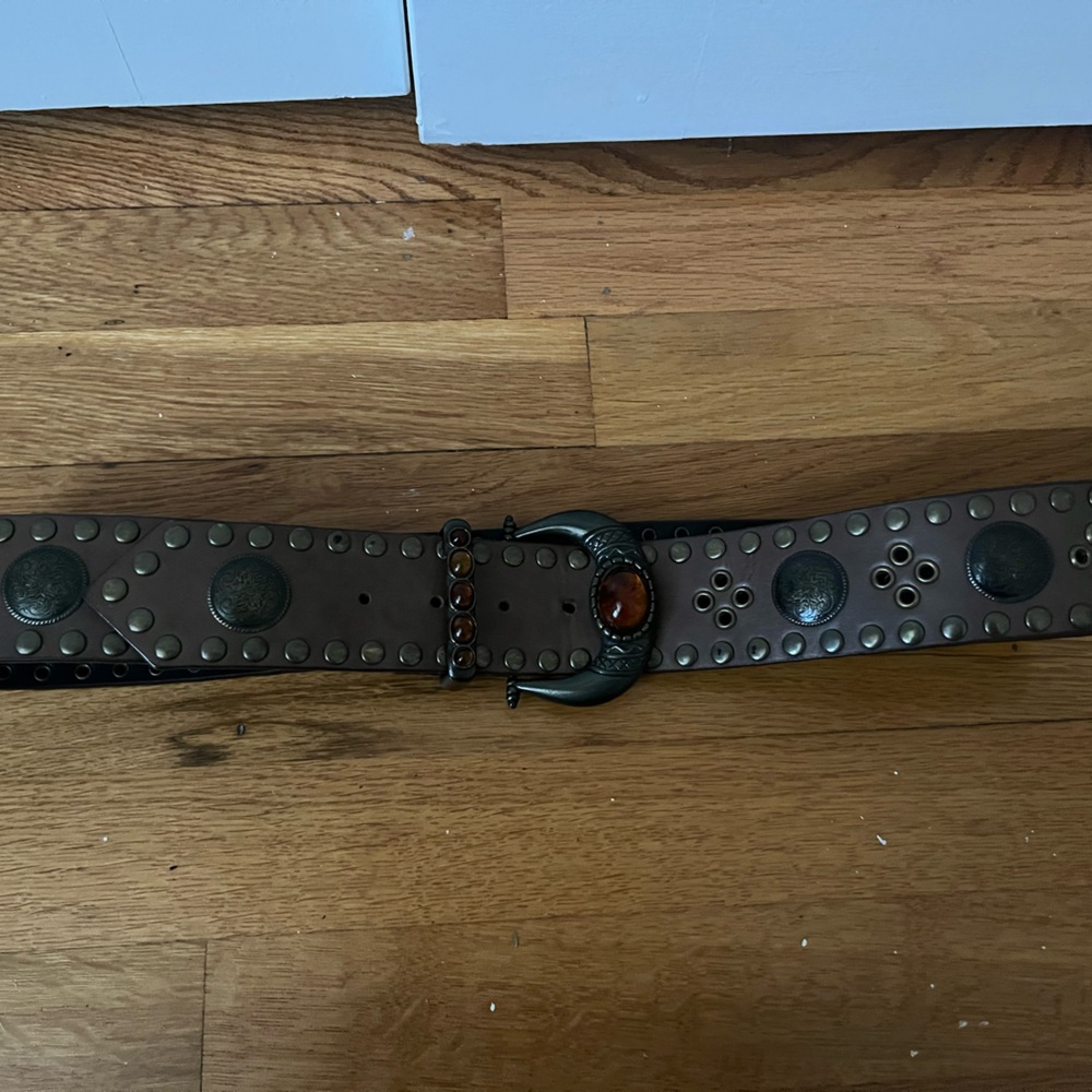 Brown Leather Studded Belt